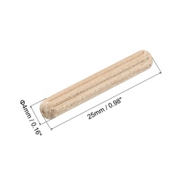 uxcell Wooden Dowel Pins 36pcs 4x25mm(5/32"x1") Fluted Beveled Ends Wood Dowel Pegs Kiln Dried Hardwood for Woodworking Furniture Shelf