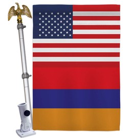 Armenian US Friendship House Flag - Eagle Set Regional USA American Alliance World Country Particular Area - Decoration Banner Small Garden Yard Gift Armenia Made in 28 X 40