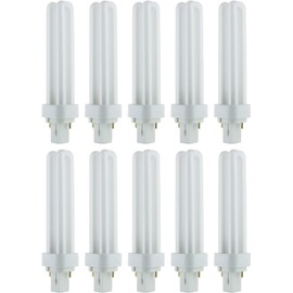 Diodesy- Pack of 10 PLD18/SP35K Compact Fluorescent Light Bulb, Double U-Shaped Twin Tube, 3500K Neutral White, PLD 2-Pin CFL Quad Tube Lamp, 18 Watts, G24D-2 Base, 1080 Lumens, CRI80