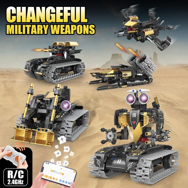 STEM Building Toys for Kids，5-in-1 Remote & App Controlled Construction