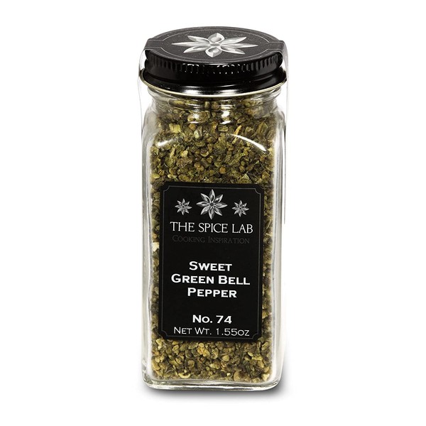 The Spice Lab Green Bell Pepper - Sweet Dehydrated Bell Pepper Flakes - French Jar - Kosher Vegan Seasoning - Great for Pizza Seasoning or Taco Seasoning – 5074
