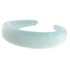 Womens Girls Occasion Wedding Bridal Party Birthday Christmas Evening Wide 3cm Bump Padded Velvet Velour Hair Hairband Accessories Headband Alice Band (Baby Blue)