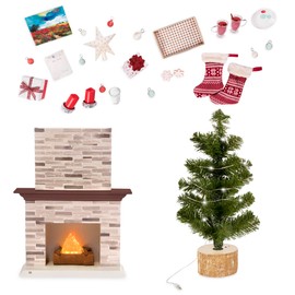 Our Generation – 18-inch Doll Accessories – Dollhouse Furniture – Fireplace & Christmas Tree – Holiday Decor Set – Pretend Play 3+ Years – Holiday Celebration