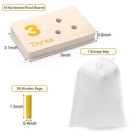 Suwimut Wooden Counting Peg Board, Math Manipulatives Number Counting Toys for Kindergarten Toddlers Learning Activities, Montessori Educational Toys for 3 4 5 Year Old Kids Boys Girls Gifts