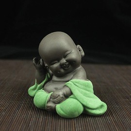 Healifty Mini Buddha Figurine Ceramic Baby Monk Tea Pet Miniature Buddha Statue Zen Garden Tea Tray Decoration