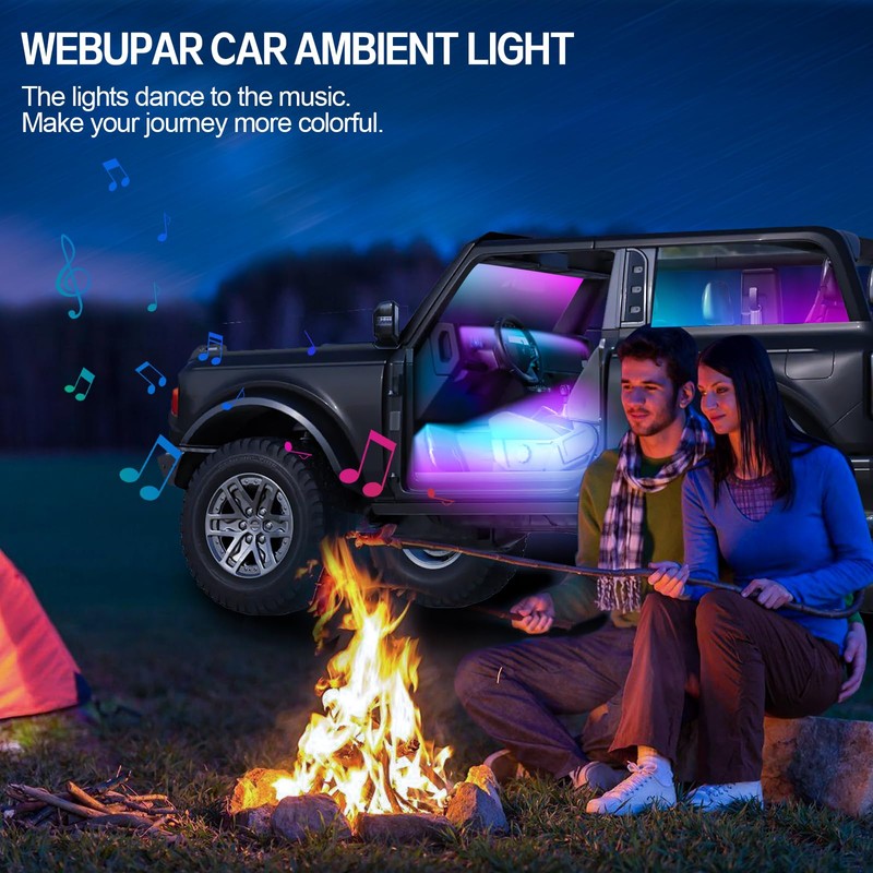 WEBUPAR Dreamcolor Acrylic Interior Car Lights, 10 in 1 LED