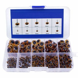 2Box(200pcs) 3/4/5/6/7/8/9/10/11/12mm Amber Glass Eyes Kits for Needle Felting Bears Dolls Decoys Sewing