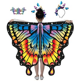 Shengou Shengou Schmetterling Flügel Kostüm Kinder,Kostüm Kinder Schmetterling,Schmetterling Flügel Umhang,Kinder Schmetterlingsflügel,Schmetterlingskostüm für Kinder,Schmetterlingsflügel Mädchen