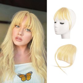 BARSDAR Clip in Fringe Human Hair 100% Real Hair Fringe Extensions Clip in French Bangs Fringe with Temples Clip on Fringe Bangs Real Hair Pieces for women Natural Color Washable/Dye-able 613#-1