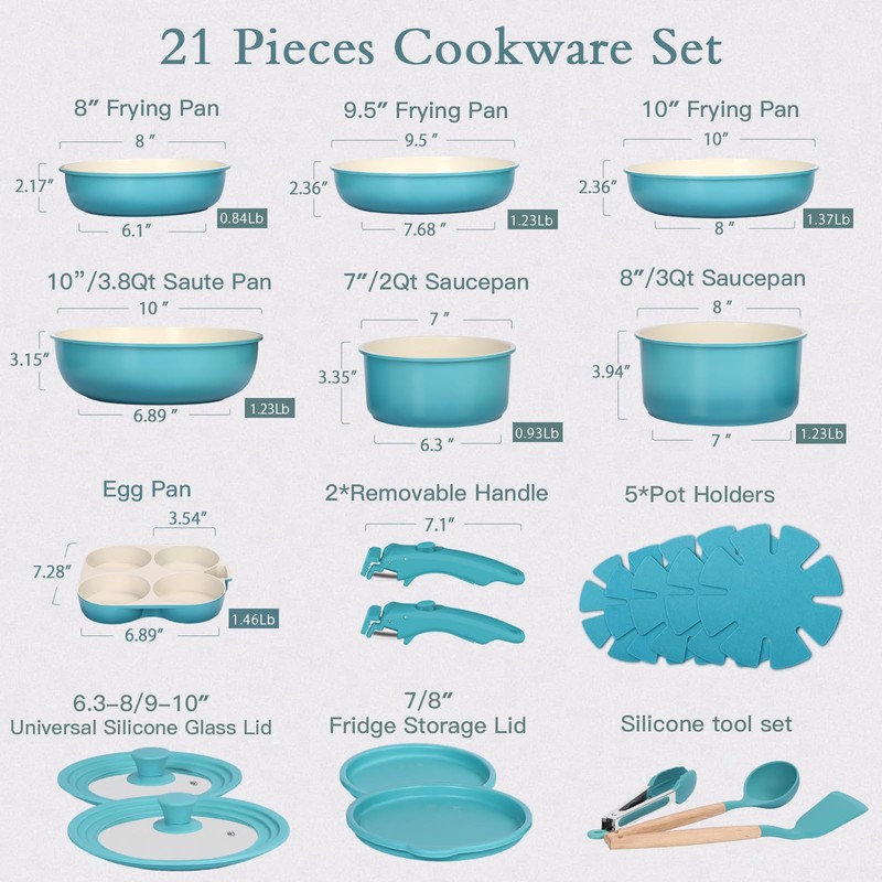 GIPP 21PCS Pots and Pans Set Non Stick, Kitchen Cookware