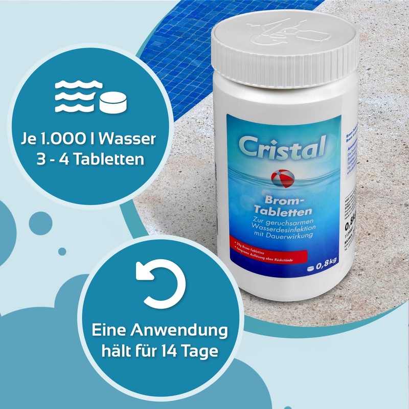 Cristal Bromine Tablets 20 g – 800 g Tin –