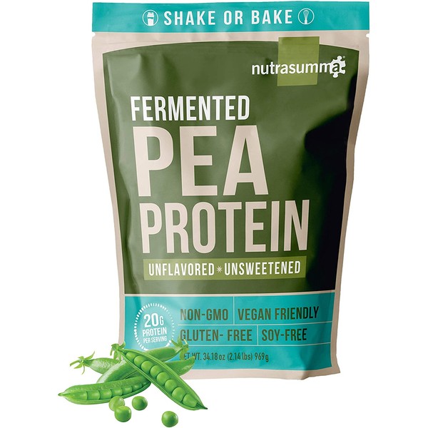 Nutrasumma 100% Plant Based Fermented Pea Protein Powder, Unflavored and Unsweetened, 2.14lbs - North American Sourced Peas - Vegan, Non-GMO, Gluten & Soy Free, No Artificial Flavors and Colors