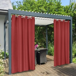 Easy-Going 100% Waterproof Outdoor Curtains 54x84 inch, Red