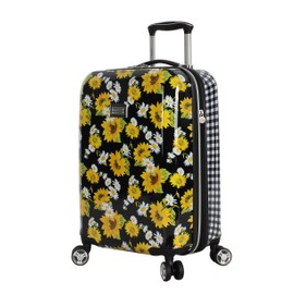 Betsey Johnson Designer 20 Inch Carry On - Expandable (ABS + PC) Hardside Luggage - Lightweight Durable Suitcase With 8-Rolling Spinner Wheels for Women (Sunflower)