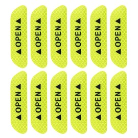 X AUTOHAUX Car Reflective Stickers Night Visibility Warning Reflective Door Open Sign Tape Universal Adhesive for Auto 9.5 x 2.5cm Yellow 12pcs