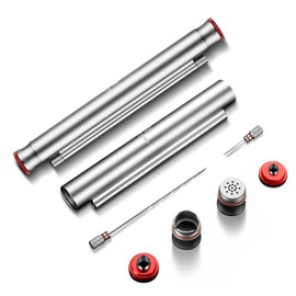 CIGARLOONG 5-in-1 Cigar Tube with Double Size Cigar Punch & Cigar Twin Nubber & Cigar Holder & Cigar Draw Enhancer, Portable Moisting Multifunctional Alloy Tube for Cigar Lovers (Silver)