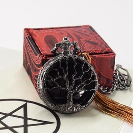 TOWDREU Scrying Mirror,Obsidian Mirror Tree of Life Design Witchcraft Kit for Divination, Meditation, and Spiritual Connection,Witchy Gifts