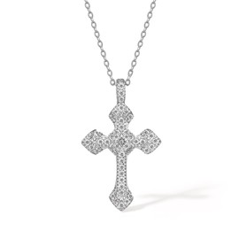 Cross Pendant Necklace, Women's Cross Pendant Classic 925 Sterling Silver with Zirconia for Men Women Girls 45 + 5 cm Dad Gift Mum Gift ZHOU LIU FU, Sterling Silver Cubic Zirconia, Cubic Zirconia