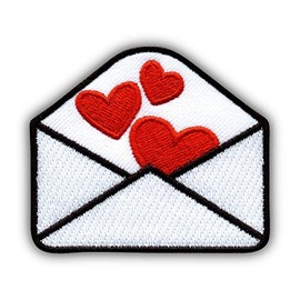 St. Valentine's Day Card - Three Hearts - Embroidered Patch/Badge - Size 2.6 x 2.3 inches (6.7 x 5.9 cm) - Iron On/Sew On - Your Love Letter - 14th February