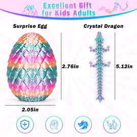 HIMS Set of 6 3D Printed Dragon Egg Mysterious Dragon Toy, Surprise Dragon Egg with Dragon Inside, 3D Printed Dragon Easter Dragon Eggs