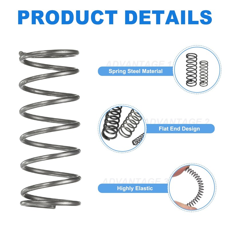 sourcing map 10Pcs Compression Spring, 8mm OD, 0.7mm Wire Size,