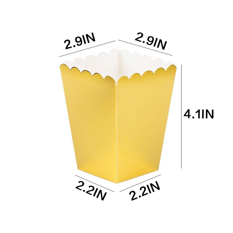 Gold Popcorn Boxes Mini Paper Popcorn Containers for Party,24 PCS