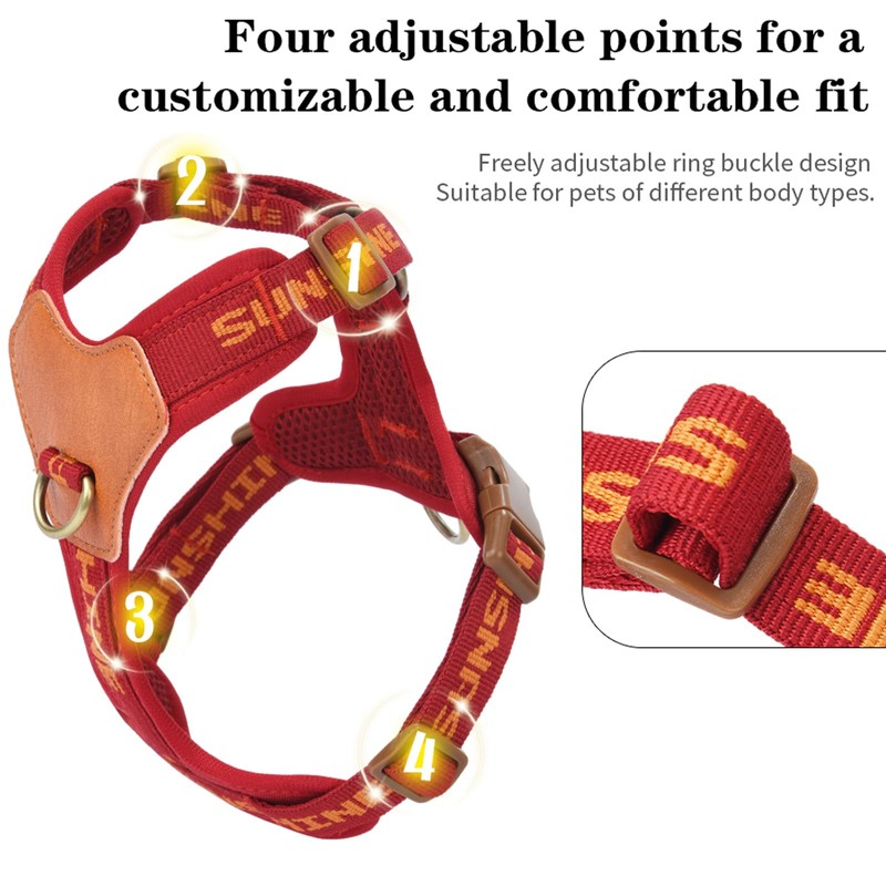 Jufoo Red Dog Harness for Small Dogs, No Pull Harness