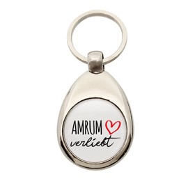 HUURAA Key Ring Amrum in Love Pendant with Name of Your Favourite Island Gift Idea for Friends and Family, metal