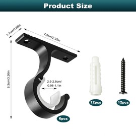 YIFKJYLF 6 Pcs Curtain Pole Brackets, Heavy Duty Curtain Rod Bracket