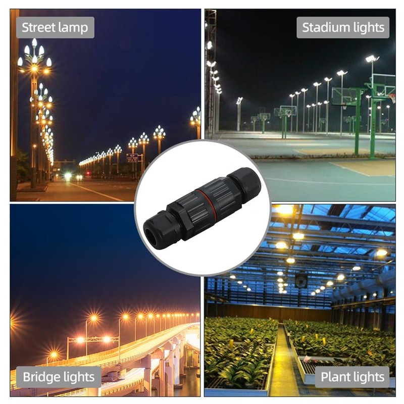 2 Pcs 2-pin IP68 outdoor waterproof junction box cable connector/quick