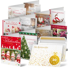 Eigenart® Christmas Cards with Envelope Set - Set of 20 Christmas Postcards - Christmas Cards Set with Envelope and Various Designs - Christmas Cards - Postcards Christmas