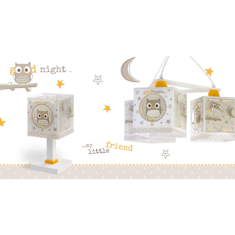 Dalber Children's Lamp, Pendant Light, Owl, Animals, Good Night, Beige