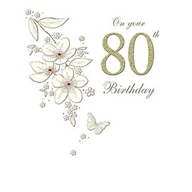 Contemporary Milestone Age Birthday Card Age 80 F - 8 x 6 inches - Piccadilly Greetings