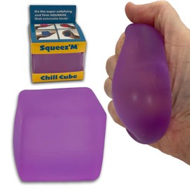 Squishy Sensory Squeeze Toy - Stress Fidget Cube for Kids and Adults, Relief from Anxiety While improving Focus and Concentration (One Purple Cube)