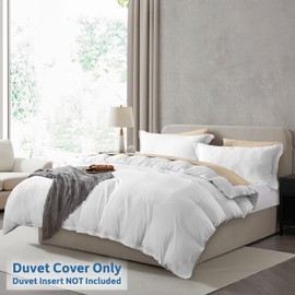 Nestl White Duvet Cover Queen Size - Soft Prewashed Queen Duvet Cover Set, 3 Piece, with Zipper Closure, 1 Duvet Cover 90x90 inches and 2 Pillow Shams