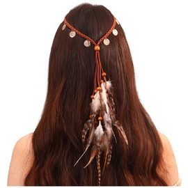 FASELE Framing Hair Ornaments Feather Hairband Hair Accessories Bohemian Style Hippie Band Feather Decoration Fork Adjustable Fashion Beach Travel Photography Party