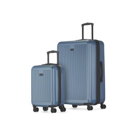 Bugatti Singapore 2-Piece ABS Hardside Luggage Set, Double Spinner Wheels, Expandable (blue)