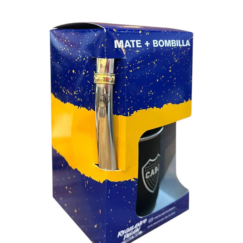 Regalando Pasion Mate Boca Juniors Black Stainless Steel Mate with