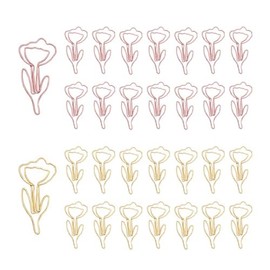 OWLFAVO 30pcs Flower Shape Paper Clips with Clear Box, Rose Gold and Yellow Gold, Funny Cute Paperclips Bookmarks Planner Clips for Fun Office Supplies School Gifts Wedding Decoration