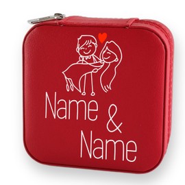 GRAZDesign Schmuckkästchen personalisiert mit Namen, klein in rot, Reise Schmuckschatulle für Ohrringe und Schmuck