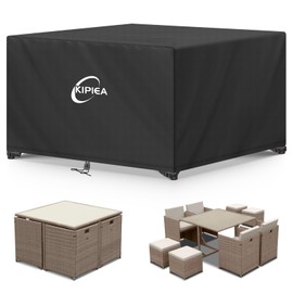 Kipiea Patio Furniture Covers Waterproof Winter, 420D Outdoor Furniture Set Covers, Heavy-Duty Patio Table Cover, No Tears Anti UV No Fading (45" L x 45" W x 28" H)