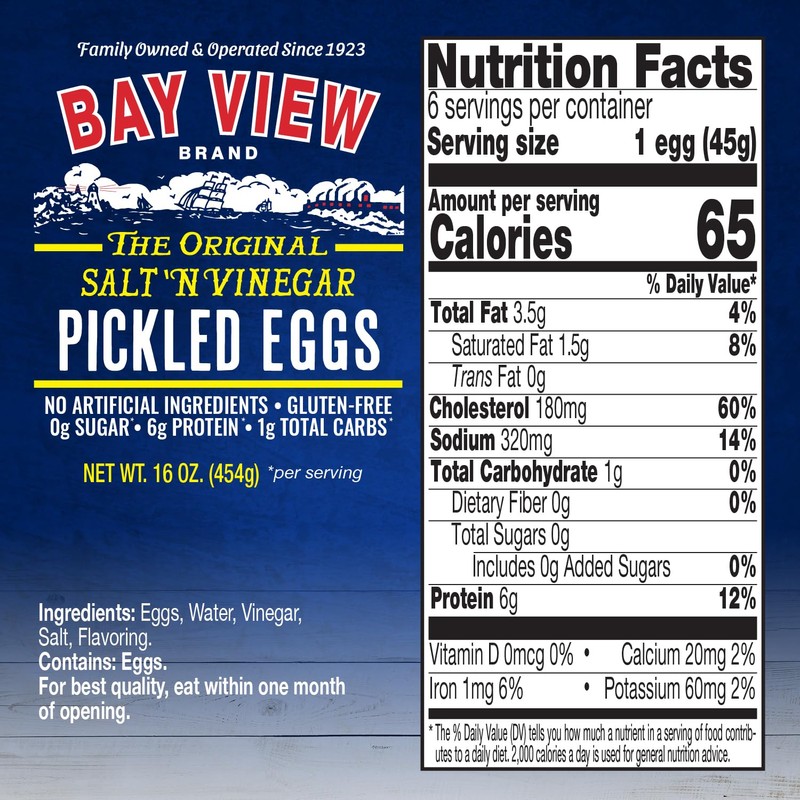 Bay View Pickled Eggs, No Artificial Ingredients, Gluten Free, 0g