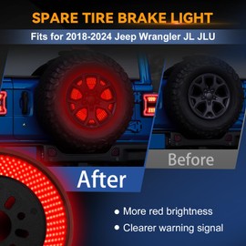 KARSAM Spare Tire Brake Light for 2018-2025 Jeep Wrangler JL JLU, 405PCS LED Super Bright 3rd Third Brake Light, Plug-N-Play Wheel Lights, Rear Brake Tail Light for Jeep Wrangler JL JLU Accessories