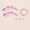 24Pcs 3D Red Press on Toenails Short Square Flower Fake