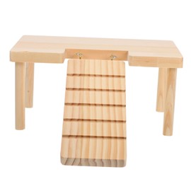 WOONEKY Guinea Pig Exercise Ladder Wooden Platform for Hamster Living Space with Climbing Ramp