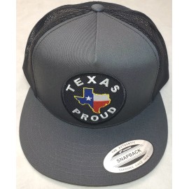 Yupoong Texas Proud Patch Trucker Hat/YP Classic 6006 Snapback Charcoal/Black