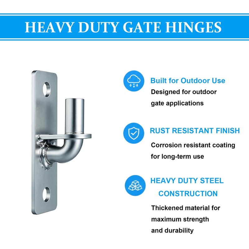 Wall Mount Gate Hinges 2 Pack, 5/8 in Pin Heavy