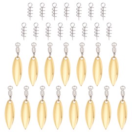 SUPERFINDINGS 15 Gold Fishing Lures Willow or Colorado Blade Spinner Blades Bearing Swivels Tail Spinner Spinnerbait Lure Making Supplies Bass Lures with 15 Fishing Spring Pins