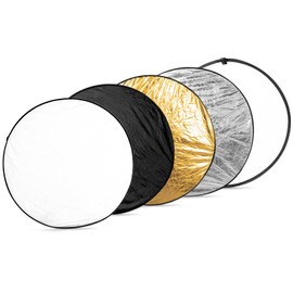 Fotoconic 43 Inch/110cm Light Reflector Disc 5-in-1 Collapsible Multi-Disc with Bag - Translucent, Silver, Gold, White and Black for Studio Photography Lighting and Outdoor Lighting