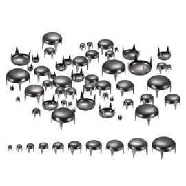 uxcell 100Pcs Black Round Dome Rivets, 10 Sizes Brass Spike Studs Spots Punk Rock Nailheads Claw Beads Assorted Kit for DIY Clothes Belt Bag Shoes Bracelet Leather Craft